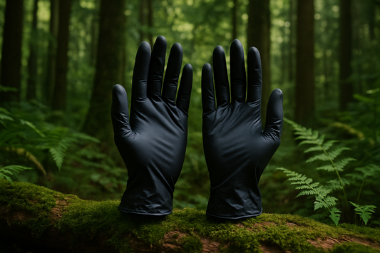 make Black Nitrile Gloves  in a forest